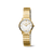 Damenarmbanduhr mit goldfarbenem Metallarmband und weißem Zifferblatt