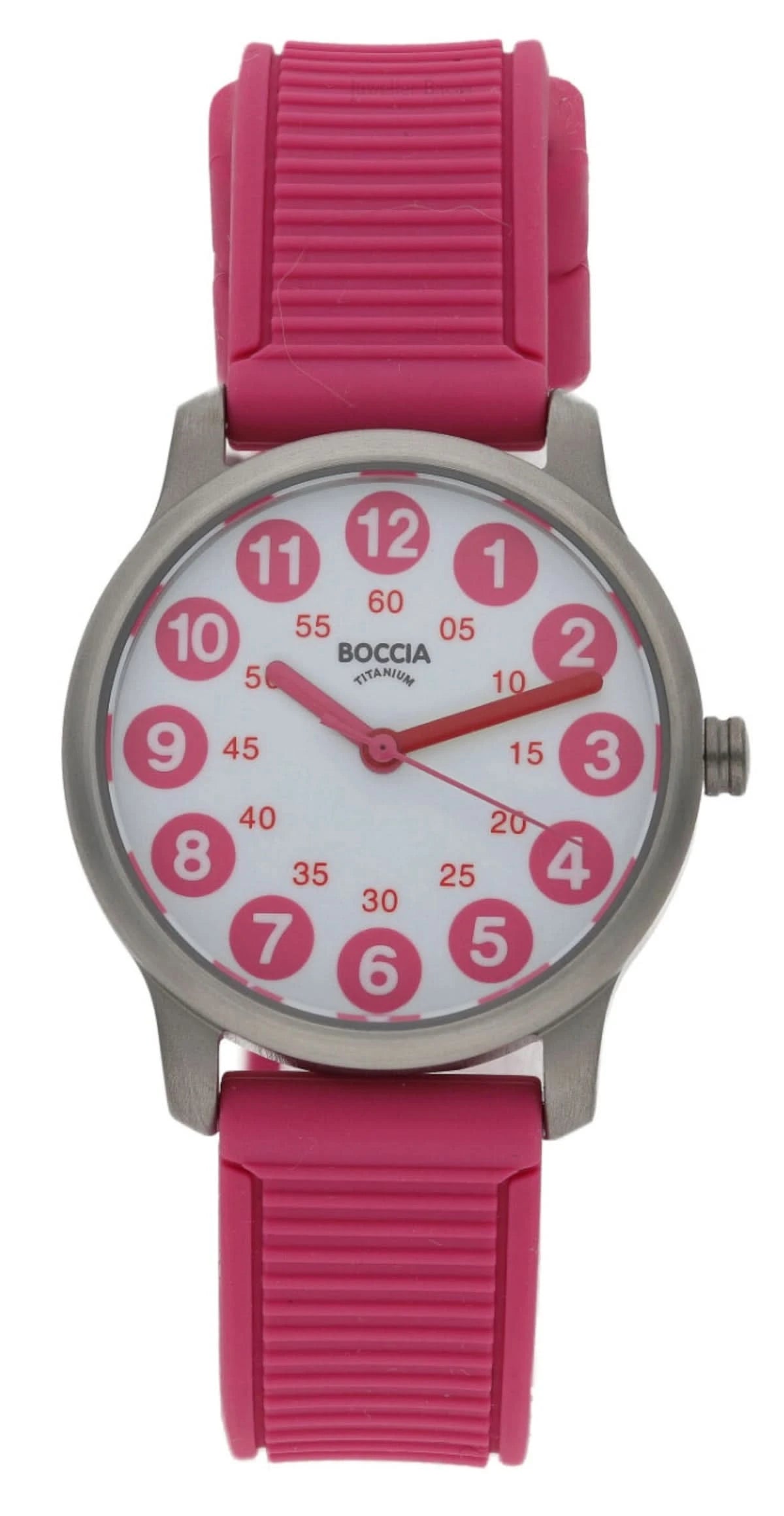 Montre analogique Boccia avec bracelet en silicone rose et cadran rose