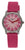 Montre Boccia avec boîtier rond argenté, cadran rose et bracelet en silicone rose