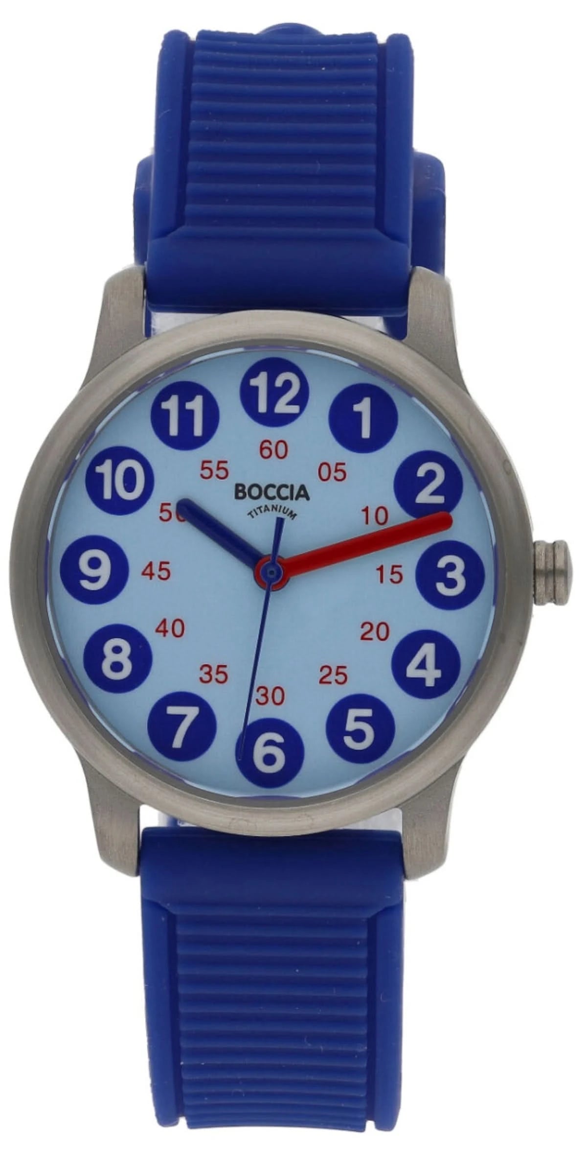 Montre-bracelet Boccia avec cadran rond et bracelet en silicone bleu