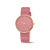 Boccia Damen-Armbanduhr: rotes Lederarmband, goldenes Gehäuse, rosafarbenes Zifferblatt