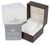 Uhrenbox mit Kissen in Braun und Weiß, mit Aufdruck „Carl von Zeyten“