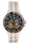 Bicolor Herrenuhr mit schwarzem Zifferblatt, Mondphase und Edelstahlarmband mit Roséakzenten