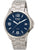 Herrenarmbanduhr: blaues Zifferblatt, silbernes Titanband, Datumsfenster