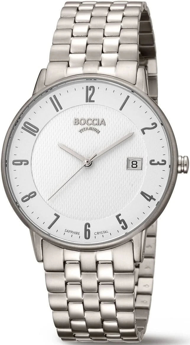 Bracelet de montre pour homme avec bracelet en métal argenté, cadran rond blanc, affichage de la date