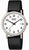 Bracelet de montre pour homme avec bracelet en cuir noir, boîtier argenté et cadran blanc avec chiffres