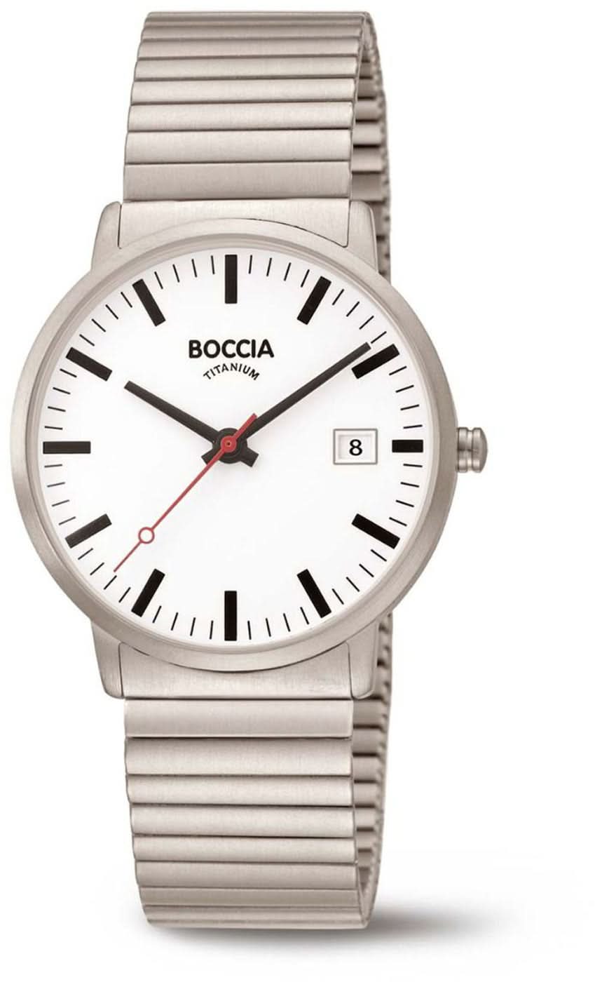 Montre pour femme avec bracelet rond en titane pur argenté, cadran rond avec guichet date