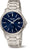 Bracelet de montre pour homme avec cadran bleu, bracelet en acier inoxydable et guichet de date
