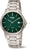 Montre pour homme avec cadran vert, aiguilles rondes et bracelet en acier inoxydable, 10 bars