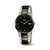 Herrenarmbanduhr Boccia mit schwarzem Zifferblatt, silbernem Titan-Keramikarmband und Datumsanzeige