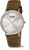 Montre bracelet homme Boccia avec boîtier argenté, bracelet en cuir marron, cadran blanc et date