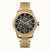 Herrenuhr mit goldfarbenem Edelstahlband und schwarzem Automatik-Zifferblatt