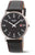 Bracelet de montre pour homme avec cadran noir, bracelet en cuir gris foncé et coutures rouges