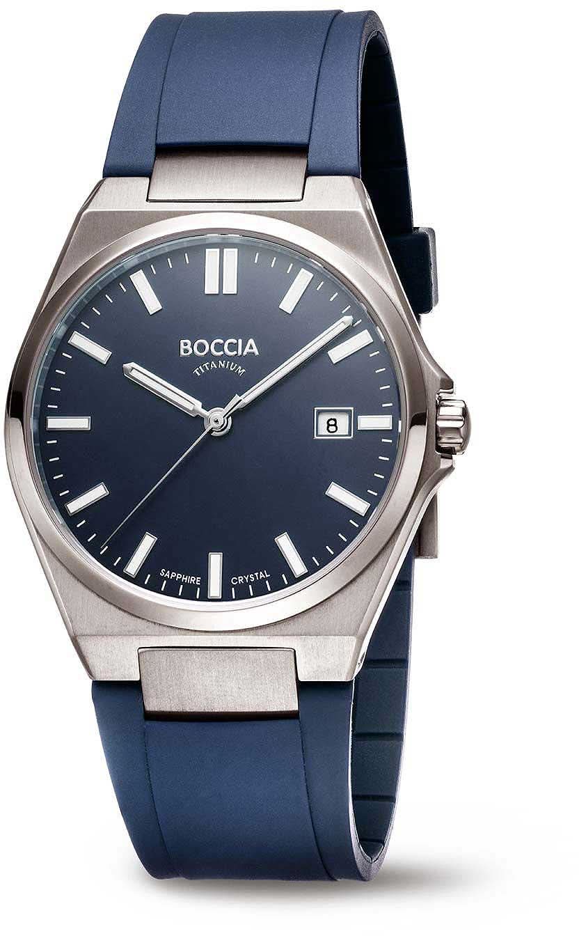 Montre homme avec cadran bleu foncé, boîtier argenté et bracelet bleu foncé, affichage de la date