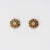 Boucles d'oreilles Holzkern, clous dorés avec incrustation ronde en nacre claire, bordure florale