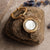Créoles dorées avec pendentif rond, insert rond blanc en double anneau