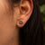 Boucles d'oreilles soleil avec cœur en bois et nacre bleue Modèle Jewelry