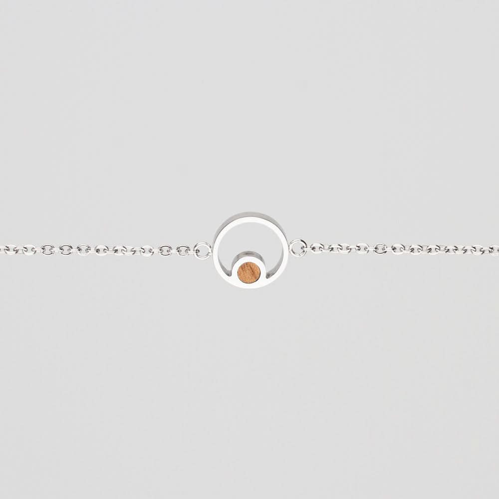 Collier pigmenté avec pendentif rond et noyau en bois - Modèle Holzkern : Bijou