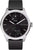 Montre connectée avec bracelet en silicone noir, boîtier argenté et cadran noir