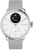 Montre connectée hybride Withings avec bracelet en silicone gris et cadran blanc, affichage de la température