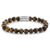 Bracelet avec pierres œil de tigre de 8 mm et fermoir en acier inoxydable, bracelet de perles