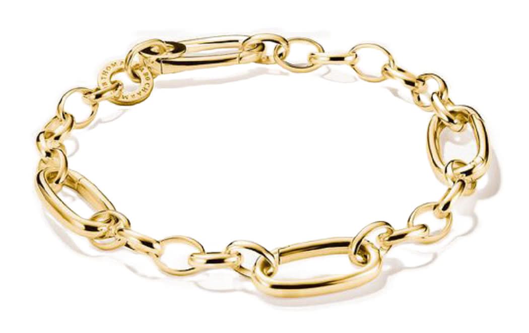 Bracelet gourmette plaqué or avec trois maillons de connexion