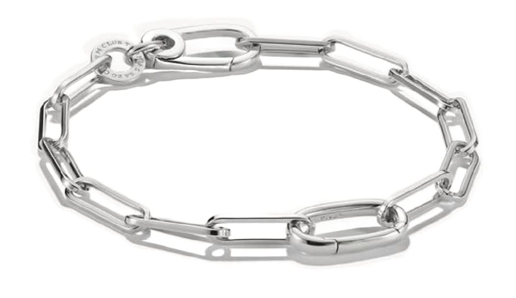 Bracelet à maillons argenté avec éléments Connect et fermoir, maillons de chaîne brillants