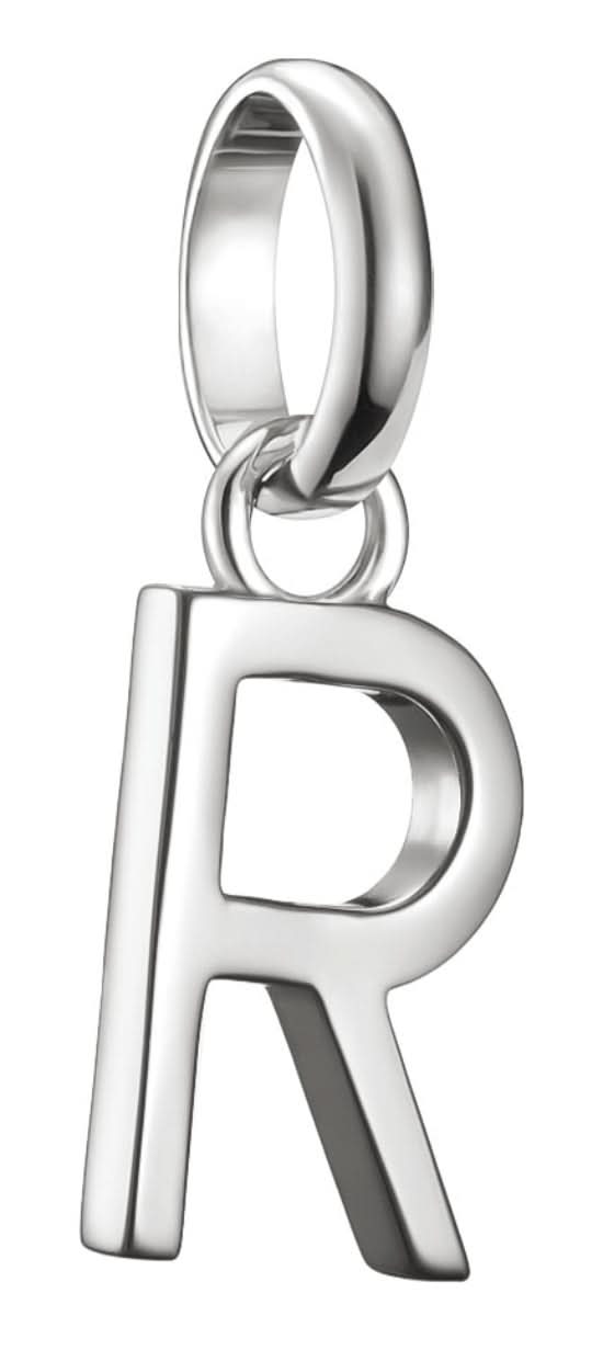 Pendentif breloque en argent en forme de la lettre R avec passant