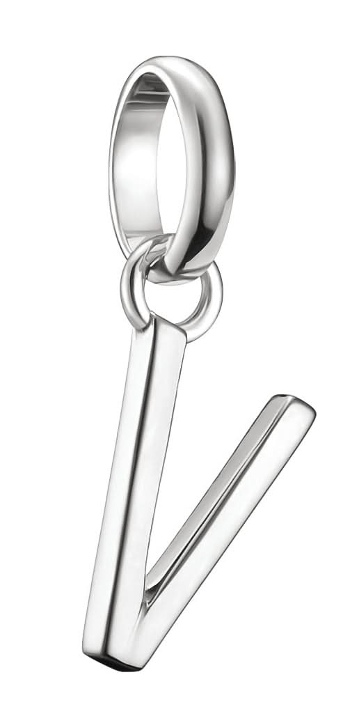 Pendentif breloque en argent avec lettre V et passant, forme courbe Connect