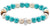 Bracelet avec perles turquoise et blanches, fermoir mousqueton argenté