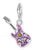 Silberner Charm-Anhänger als E-Gitarre mit lila Lack, Sternen und Medaillon