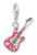 Silberner Charm-Anhänger in Form einer E-Gitarre mit pinkem Detail und Sternen