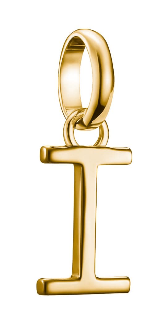 Pendentif breloque plaqué or lettre I avec passant
