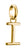Pendentif breloque plaqué or lettre I avec passant
