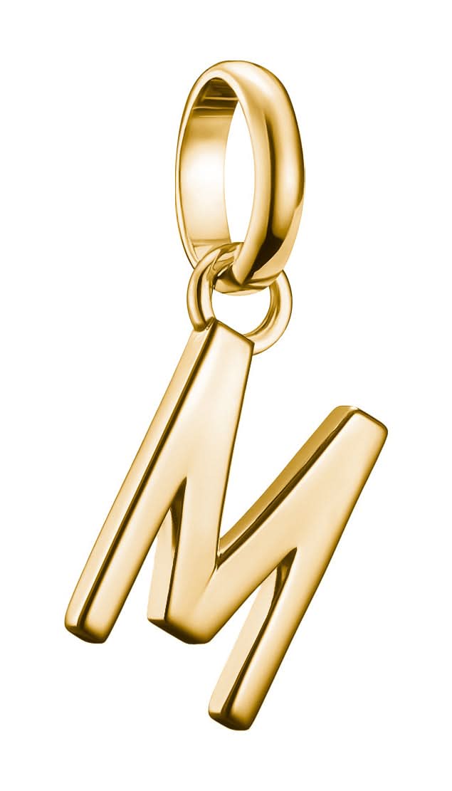 Pendentif plaqué or M avec passant et anneau