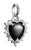 Pendentif breloque cœur vintage : pierre noire, monture argentée avec zircons