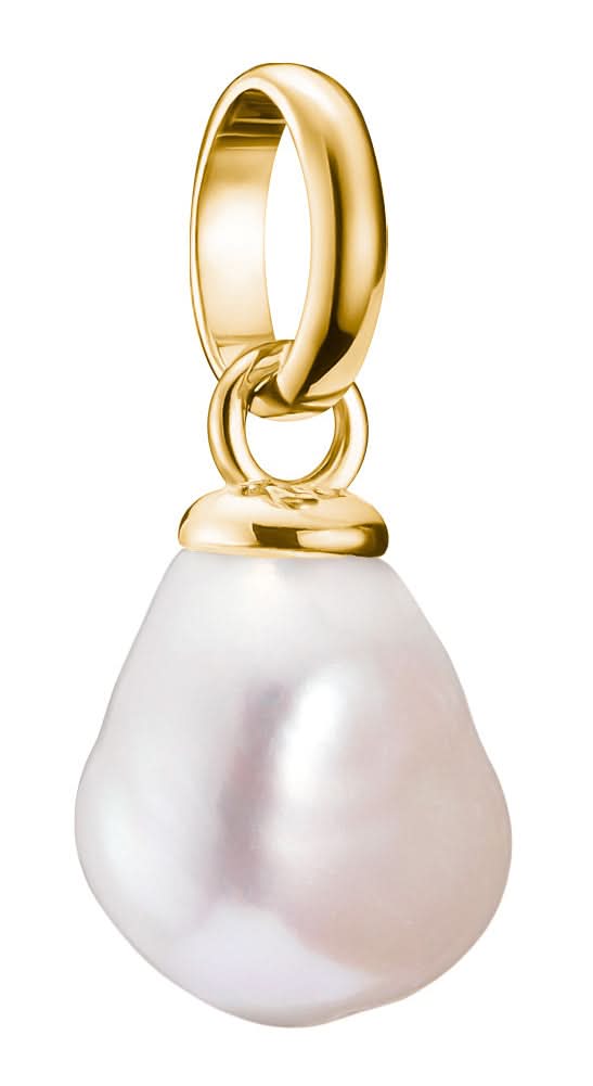 Pendentif Charm Thomas Sabo, plaqué or avec une perle blanche scintillante