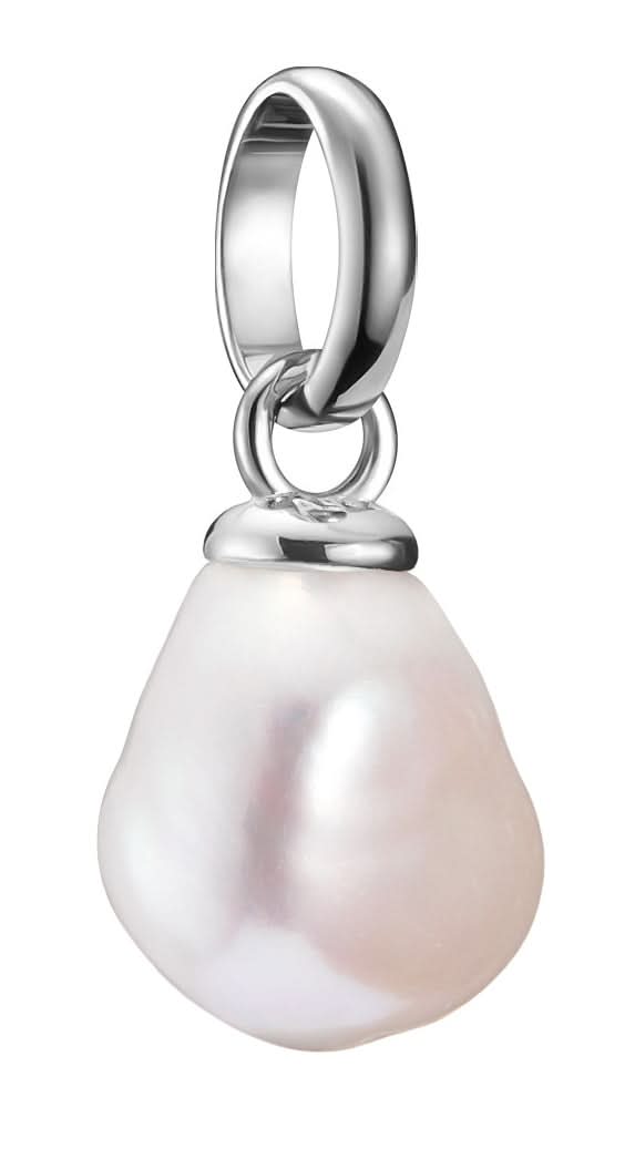 Pendentif breloque en argent avec perle de culture d'eau douce et passant