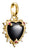 Pendentif cœur : émail noir, bordure plaquée or, zirconias et touches de couleur.