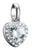 Pendentif charm cœur argenté avec bordure de pierres et grande zircone cubique