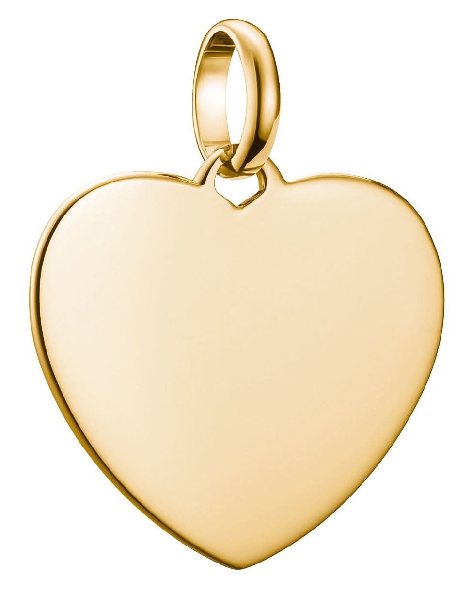Grand pendentif breloque cœur, plaqué or avec passant