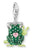 Silberner Frosch-Charm-Anhänger mit Herz-Pendant, grünen Punkten und gelben Pfoten