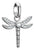 Pendentif breloque libellule argenté avec pierres et bélière