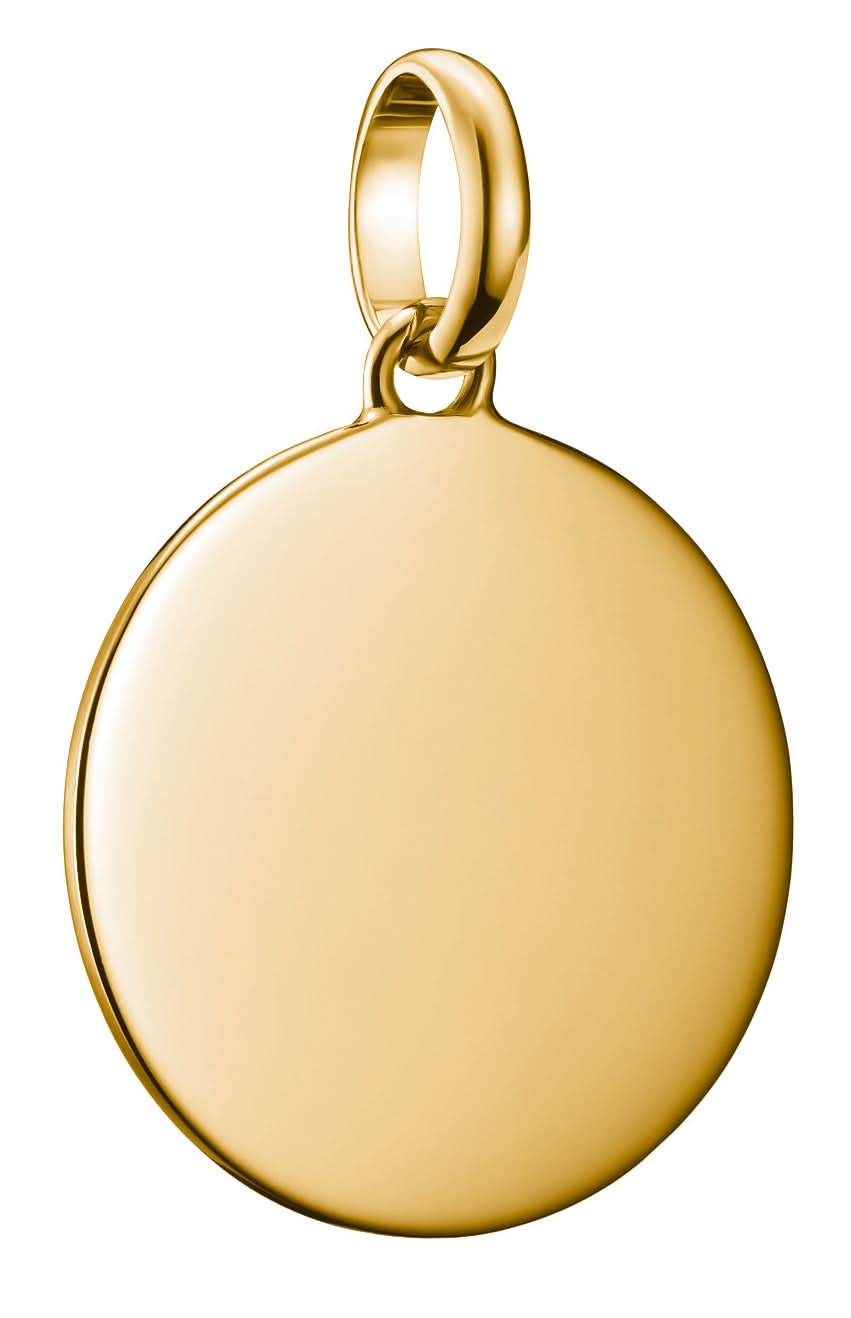 Grand pendentif breloque pièce de monnaie, plaqué or, rond avec œillet