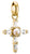 Pendentif croix plaqué or avec grosse perle, quatre strass et accents en zircone cubique