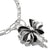 Pendentif breloque avec bande noire émaillée, zirconias et fermoir mousqueton, chaîne en argent