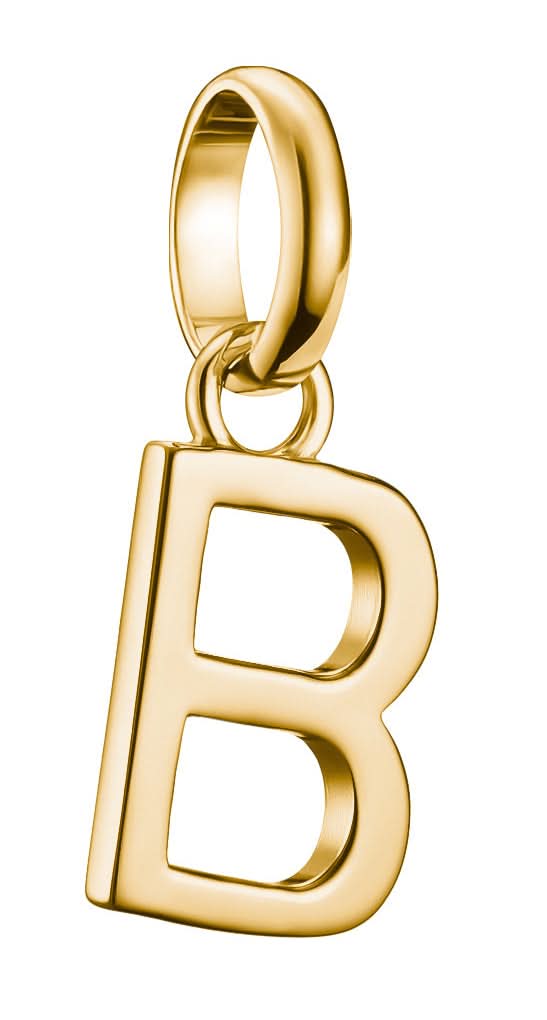 Pendentif breloque plaqué or avec lettre B et passant