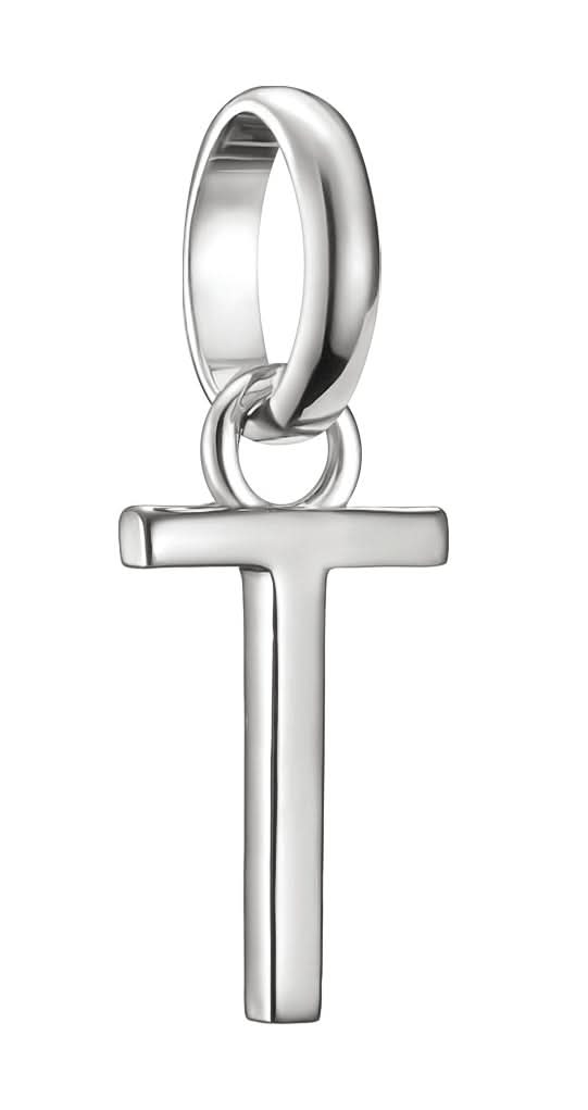 Pendentif breloque en argent avec lettre T et passant