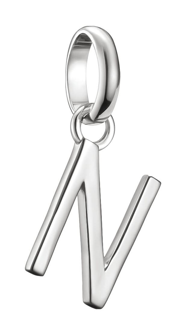Pendentif Thomas Sabo Lettre N, pendentif en métal argenté avec passant