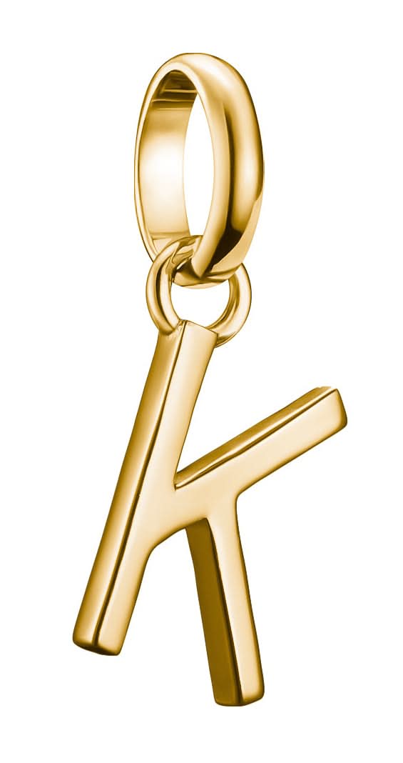 Pendentif breloque K, plaqué or, avec passant